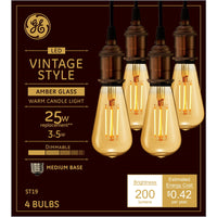 GE ST19 E26 (Medium) LED Bulb Warm Candle Light 25 W 4 pk