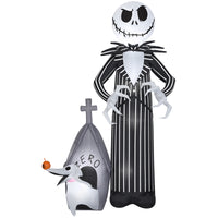 Gemmy  LED  Prelit Jack Skellington  And Zero  Inflatable