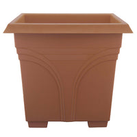 Medallion Deck Box Planter, Light Terra Cotta Plastic, 15-In.