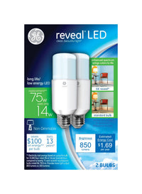 GE Reveal A19 E26 (Medium) LED Bulb Warm White 75 W 2 pk