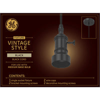 GE Lighting Vintage Style Matte Black Pendant Light