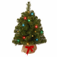 Artificial Pre-Lit Christmas Tree, Noble Fir, 15 LED Lights, 16-In. x 2-Ft.