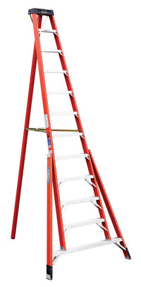 Werner Fiberglass Tripod Stepladder Aluminum 12 ' Type Ia 300 Lb Heavy Duty Non-Conduct