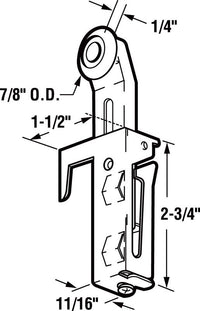 Prime-Line  7/8 in. Dia. x 1/4 in. L Mill  Plastic/Steel  Sliding Pocket Door Roller Assembly  1 pk