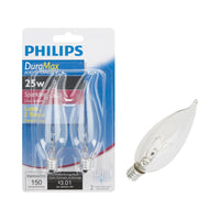 Philips DuraMax 25 W BA9.5 Decorative Incandescent Bulb E12 (Candelabra) Soft White 2 pk