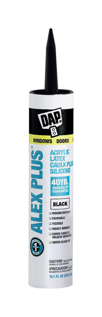 DAP Alex Plus Black Acrylic Latex All Purpose Caulk 10.1 oz. (Pack of 12)