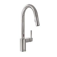 Chrome one-handle high arc pulldown kitchen faucet