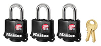 Master Lock 1-9/16 in. W Steel Pin Tumbler Covered Padlock 3 pk Keyed Alike