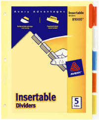 Index Dividers, Heavy-Duty, 5-Color Tab, 8.5 x 11-In.