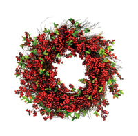 Greenfields Red/Green Mini Leaf Wreath 24 in. Dia. (Pack of 6)