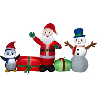 Gemmy  LED  White  Penguin, Santa and Snowman with Presents  Inflatable