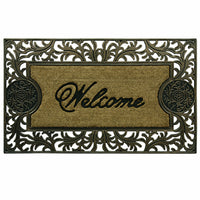 Framed Double Door Medallion Welcome Mat, Coir/Rubber, 23 x 39-In.