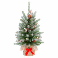 Feel Real Artificial Pre-Lit Christmas Tree, Snowy Morgan Spruce, 50 Warm White LED Lights, 2-Ft.