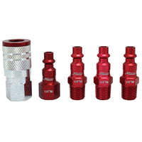 Coupler & Plug Kit, M-Style, Red, 1/4-In. NPT, 5-Pc.