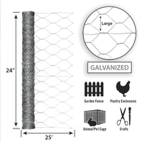 Garden Craft  24 in. H x 25 ft. L 20 Ga. Silver  Poultry Netting