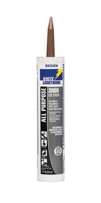 White Lightning 3006 Ultra Brown Siliconized Acrylic Latex Sealant 10 oz. (Pack of 12)