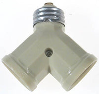 Leviton C23-00128-00I Ivory Twin Lamp Socket Light Adapter