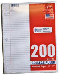 Norcom 78326-24 11 X 8 College Ruled Looseleaf Paper 200 Count