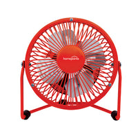 High-Velocity Personal Fan, USB/110-Volt, Red, 4-In.