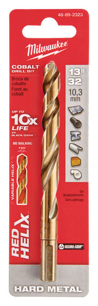 Milwaukee  RED HELIX  13/32 in.  x 5-1/8 in. L Cobalt Steel  THUNDERBOLT  Drill Bit  1 pc.