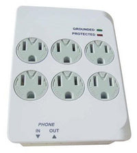 Outlet Surge Tap, 1200 Joules, 6-Outlet With Phone Jack, White Plastic