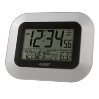 La Crosse Technology 3.1 in. L X 5 in. W Indoor Modern Digital Atomic Wall Clock Plastic Black/Silve