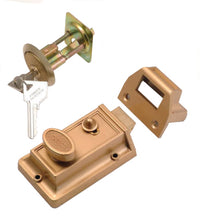 Brass Night Latch With 5-Pin Tumbler Locking Cylinder