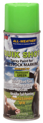 Quik Shot Livestock Marker Spray Paint, Fluorescent Green, 16-oz. Aerosol