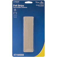 Softtouch Felt Self Adhesive Strips Beige Rectangle .5 in. W X 6 in. L 6 pk