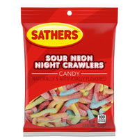 Sathers Night Crawlers Sour Fruit Gummi Candy 3-3/4 oz. (Pack of 12)