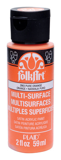 Plaid FolkArt Satin Pure Orange Hobby Paint 2 oz. (Pack of 3)