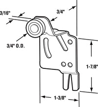 Prime-Line  3/4 in. Dia. x 1/3 in. L Nylon/Steel  Wardrobe Door Roller Assembly  2 pk