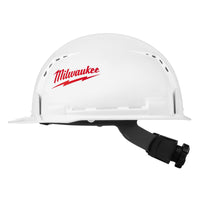 Milwaukee  BOLT  Ratchet  Type 1 Class C  Front Brim Hard Hat  White  Vented