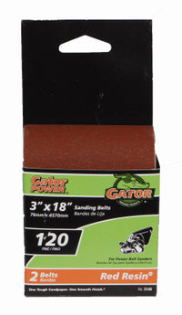 Gator 18 in. L X 3 in. W Aluminum Oxide Sanding Belt 120 Grit Fine 2 pc