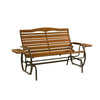 Jack Post Country Garden 2 Person Bronze Steel/Wood  Hi-Back Double Glider with Trays