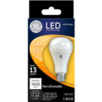 GE  A21  E26 (Medium)  LED Bulb  Soft White  100 Watt Equivalence 1 pk