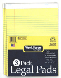 Norcom 76683-12 8.5 X 11.75 Canary Legal Pad 50 Pages 3 Count