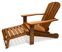 Copenhagen Collection Adirondack Chair With Built-In Ottoman, Eucalyptus