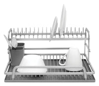 Ta Da 12-5/16 in.   L X 17-13/16 in.   W X 8.43 in.   H Gray Aluminum/Silicone Dish Rack/Mat Set