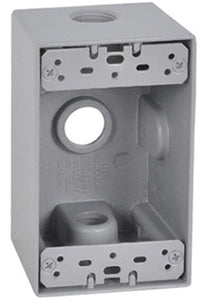 Single-Gang Deep Outlet Box, Weatherproof, Gray