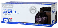 Clean Up Trash Bags, Extra Large, Black, 45-Gal., 20-Ct.