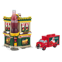 Department 56 Multicolored Ceramic Coca Cola Corner Fountain Set 7 x 8 x 8 in.