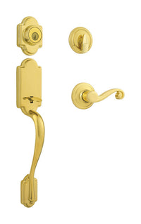 Kwikset SmartKey Arlington/Lido Polished Brass Entry Handleset KW1 1-3/4 in.