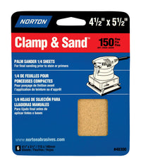 Norton MultiSand 5-1/2 in. L X 4-1/2 in. W 150 Grit Aluminum Oxide 1/4 Sheet Sandpaper 6 pk