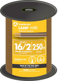 Southwire 49914544 250' Brown 16 Gauge 2 Wire Lampwire (Pack of 250)