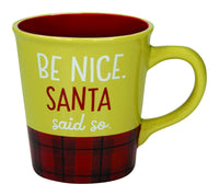 Hallmark Be Nice. Santa Said So Mug Christmas Decoration White Ceramic 5.25 in. 1 pk (Pack of 4)