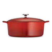 7 Qt Enameled Cast-Iron Series 1000 Covered Oval Dutch Oven - Gradated Red