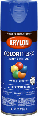 Krylon ColorMaxx Gloss True Blue Paint + Primer Spray Paint 12 oz (Pack of 6)