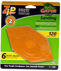 Gator Zip Sander 6 in. L X 3 in. W 120 Grit Aluminum Oxide Sanding Sheet 6 pk