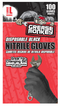 Grease Monkey  Nitrile  Disposable Gloves  Large  Black  100 pk